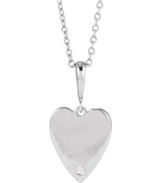 88480 Necklace Set Platinum Round Natural Diamond 1.3Mm 0.01 Ct Si2-Si3, G-H 16-18 In Polished .01 Ct Natural Diamond Heart Necklace