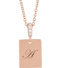 88490 Necklace Set 14K Rose 18 X 8 Mm 16-18 In Polished .02 Ctw Natural Diamond Necklace