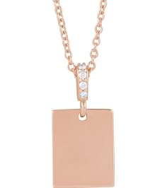 88490 Necklace Set 14K Rose 18 X 8 Mm 16-18 In Polished .02 Ctw Natural Diamond Necklace
