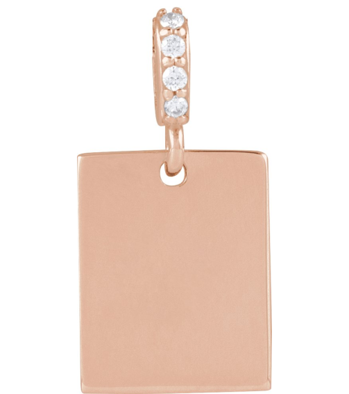 88490 Pendant Set 14K Rose 18 X 8 Mm Polished .02 Ctw Natural Diamond Pendant