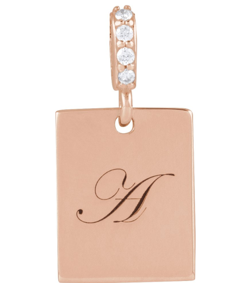 88490 Pendant Set 14K Rose 18 X 8 Mm Polished .02 Ctw Natural Diamond Pendant