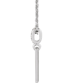 88490 Necklace Set 14K White 16 X 8 Mm 16-18 In Polished .02 Ctw Natural Diamond Necklace