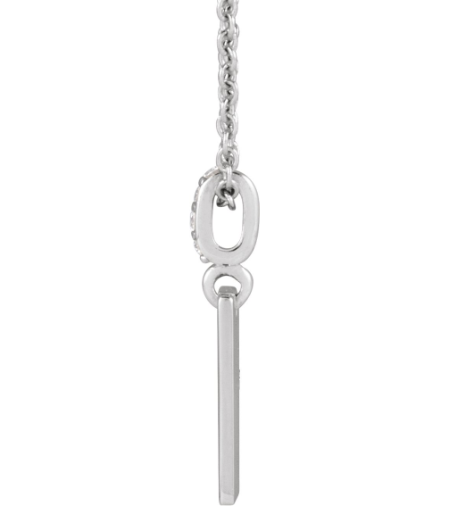 88490 Necklace Set 14K White 16 X 8 Mm 16-18 In Polished .02 Ctw Natural Diamond Necklace