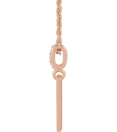 88490 Necklace Set 14K Rose 16 X 8 Mm 16-18 In Polished .02 Ctw Natural Diamond Necklace