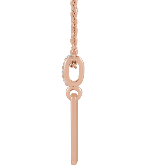 88490 Necklace Set 14K Rose 16 X 8 Mm 16-18 In Polished .02 Ctw Natural Diamond Necklace