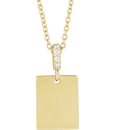 88490 Necklace Set 14K Yellow 16 X 8 Mm 16-18 In Polished .02 Ctw Natural Diamond Necklace