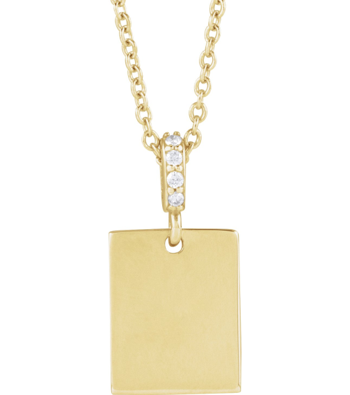 88490 Necklace Set 14K Yellow 16 X 8 Mm 16-18 In Polished .02 Ctw Natural Diamond Necklace