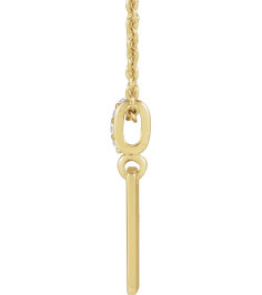 88490 Necklace Set 14K Yellow 16 X 8 Mm 16-18 In Polished .02 Ctw Natural Diamond Necklace