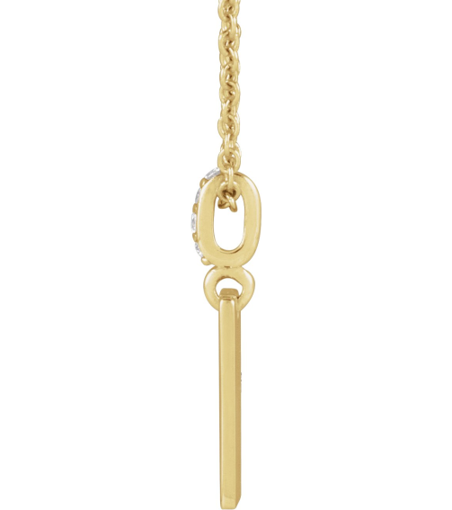 88490 Necklace Set 14K Yellow 16 X 8 Mm 16-18 In Polished .02 Ctw Natural Diamond Necklace