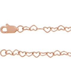 Ch1207 14K Rose Heart 3.2 Mm 16 In Lobster Clasp Polished Heart Chain