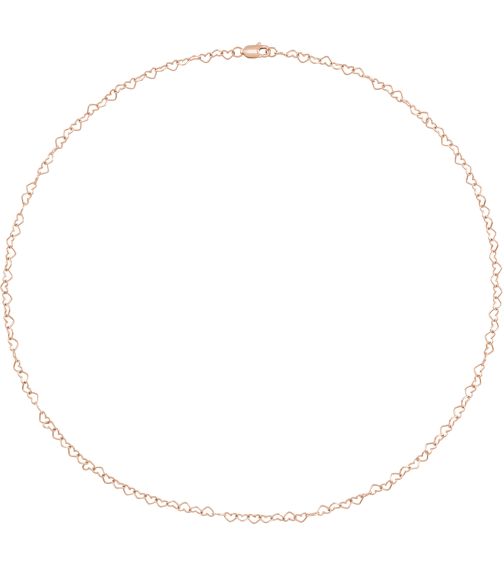 Ch1207 14K Rose Heart 3.2 Mm 16 In Lobster Clasp Polished Heart Chain