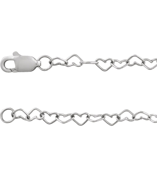 Ch1207 Sterling Silver Heart 3.2 Mm 18 In Lobster Clasp Polished Heart Chain