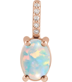 88500 Pendant Set 14K Rose Oval Natural White Opal 8 X 6Mm 0.02 Ctw Natural Diamond I1, G-H Polished Natural White Opal And .02 Ctw Natural Diamond Cabochon Pendant