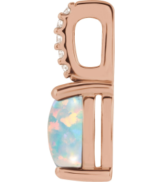 88500 Pendant Set 14K Rose Oval Natural White Opal 8 X 6Mm 0.02 Ctw Natural Diamond I1, G-H Polished Natural White Opal And .02 Ctw Natural Diamond Cabochon Pendant