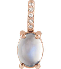 88500 Pendant Set 14K Rose Oval Natural Rainbow Moonstone 8 X 6Mm 0.02 Ctw Natural Diamond I1, G-H Polished Natural Rainbow Moonstone And .02 Ctw Natural Diamond Cabochon Pendant