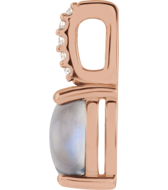 88500 Pendant Set 14K Rose Oval Natural Rainbow Moonstone 8 X 6Mm 0.02 Ctw Natural Diamond I1, G-H Polished Natural Rainbow Moonstone And .02 Ctw Natural Diamond Cabochon Pendant
