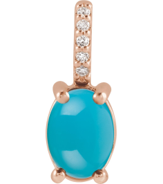 88500 Pendant Set 14K Rose Oval Natural Turquoise 8 X 6Mm 0.02 Ctw Natural Diamond I1, G-H Polished Natural Turquoise And .02 Ctw Natural Diamond Cabochon Pendant