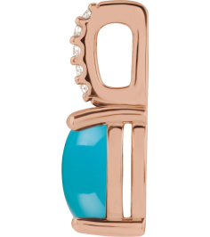 88500 Pendant Set 14K Rose Oval Natural Turquoise 8 X 6Mm 0.02 Ctw Natural Diamond I1, G-H Polished Natural Turquoise And .02 Ctw Natural Diamond Cabochon Pendant