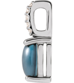 88500 Pendant Set Platinum Oval Natural London Blue Topaz 8 X 6Mm 0.02 Ctw Natural Diamond Si2-Si3, G-H Polished Natural London Blue Topaz And .02 Ctw Natural Diamond Cabochon Pendant