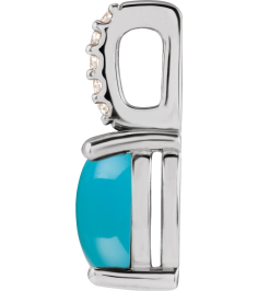 88500 Pendant Set Sterling Silver Oval Natural Turquoise 6 X 4Mm 0.02 Ctw Natural Diamond I1, G-H Polished Natural Turquoise And .02 Ctw Natural Diamond Cabochon Pendant