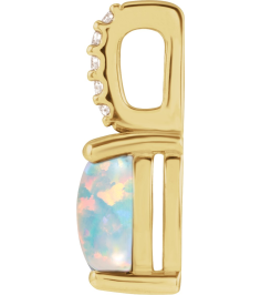 88500 Pendant Set 14K Yellow Oval Natural White Opal 6 X 4Mm 0.02 Ctw Natural Diamond I1, G-H Polished Natural White Opal And .02 Ctw Natural Diamond Cabochon Pendant