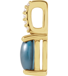 88500 Pendant Set 14K Yellow Oval Natural London Blue Topaz 6 X 4Mm 0.02 Ctw Natural Diamond I1, G-H Polished Natural London Blue Topaz And .02 Ctw Natural Diamond Cabochon Pendant