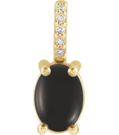 88500 Pendant Set 14K Yellow Oval Natural Black Onyx 6 X 4Mm 0.02 Ctw Natural Diamond I1, G-H Polished Natural Onyx And .02 Ctw Natural Diamond Cabochon Pendant
