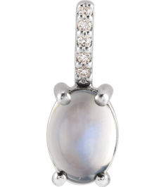 88500 Pendant Set Sterling Silver Oval Natural Rainbow Moonstone 6 X 4Mm 0.02 Ctw Natural Diamond I1, G-H Polished Natural Rainbow Moonstone And .02 Ctw Natural Diamond Cabochon Pendant