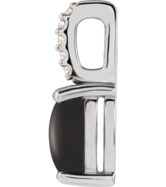 88500 Pendant Set Platinum Oval Natural Black Onyx 6 X 4Mm 0.02 Ctw Natural Diamond Si2-Si3, G-H Polished Natural Onyx And .02 Ctw Natural Diamond Cabochon Pendant