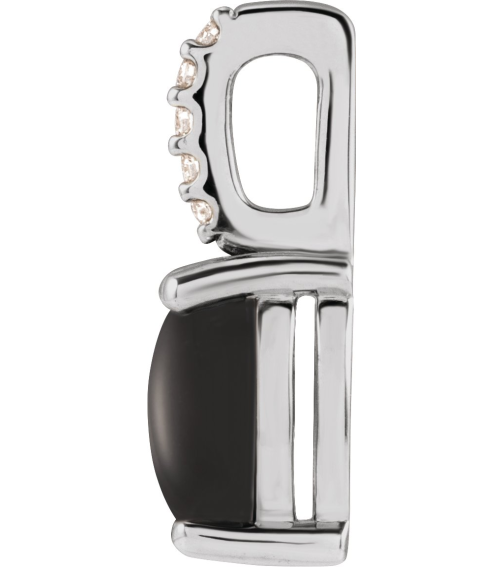88500 Pendant Set Platinum Oval Natural Black Onyx 6 X 4Mm 0.02 Ctw Natural Diamond Si2-Si3, G-H Polished Natural Onyx And .02 Ctw Natural Diamond Cabochon Pendant