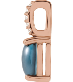 88500 Pendant Set 14K Rose Oval Natural London Blue Topaz 9 X 7Mm 0.02 Ctw Natural Diamond I1, G-H Polished Natural London Blue Topaz And .02 Ctw Natural Diamond Cabochon Pendant