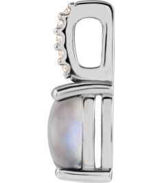 88500 Pendant Set Sterling Silver Oval Natural Rainbow Moonstone 9 X 7Mm 0.02 Ctw Natural Diamond I1, G-H Polished Natural Rainbow Moonstone And .02 Ctw Natural Diamond Cabochon Pendant
