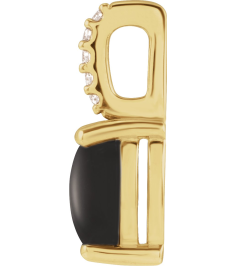 88500 Pendant Set 14K Yellow Oval Natural Black Onyx 9 X 7Mm 0.02 Ctw Natural Diamond I1, G-H Polished Natural Onyx And .02 Ctw Natural Diamond Cabochon Pendant