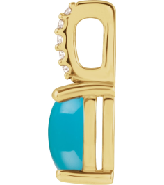 88500 Pendant Set 14K Yellow Oval Natural Turquoise 7 X 5Mm 0.02 Ctw Natural Diamond I1, G-H Polished Natural Turquoise And .02 Ctw Natural Diamond Cabochon Pendant