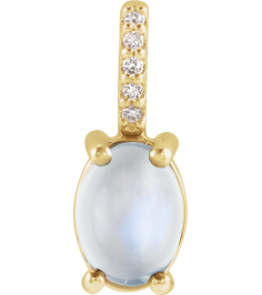 88500 Pendant Set 14K Yellow Oval Natural Rainbow Moonstone 7 X 5Mm 0.02 Ctw Natural Diamond I1, G-H Polished Natural Rainbow Moonstone And .02 Ctw Natural Diamond Cabochon Pendant