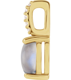 88500 Pendant Set 14K Yellow Oval Natural Rainbow Moonstone 7 X 5Mm 0.02 Ctw Natural Diamond I1, G-H Polished Natural Rainbow Moonstone And .02 Ctw Natural Diamond Cabochon Pendant