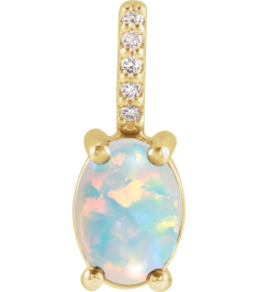 88500 Pendant Set 14K Yellow Oval Natural White Opal 5 X 3Mm 0.02 Ctw Natural Diamond I1, G-H Polished Natural White Opal And .02 Ctw Natural Diamond Cabochon Pendant