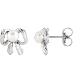 689019 Earring Set Cultured White Freshwater Pearl Pearl 4 Mm 14K White Pair Friction Backs Included Polished Cultured Freshwater Pearl Earrings