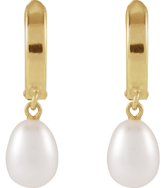 689024 Earring Set 14K Yellow Cultured White Freshwater Pearl Pearl 5.5-6.0 Mm None Polished Cultured Freshwater Pearl Huggie Earrings