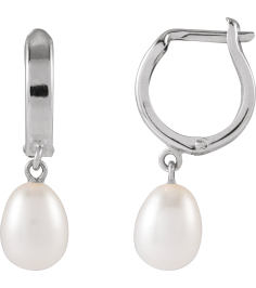 689024 Earring Set 14K White Cultured White Freshwater Pearl Pearl 5.5-6.0 Mm None Polished Cultured Freshwater Pearl Huggie Earrings