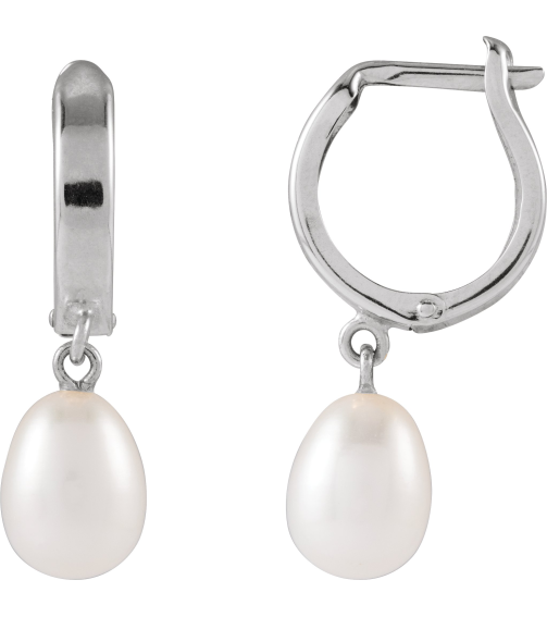 689024 Earring Set 14K White Cultured White Freshwater Pearl Pearl 5.5-6.0 Mm None Polished Cultured Freshwater Pearl Huggie Earrings