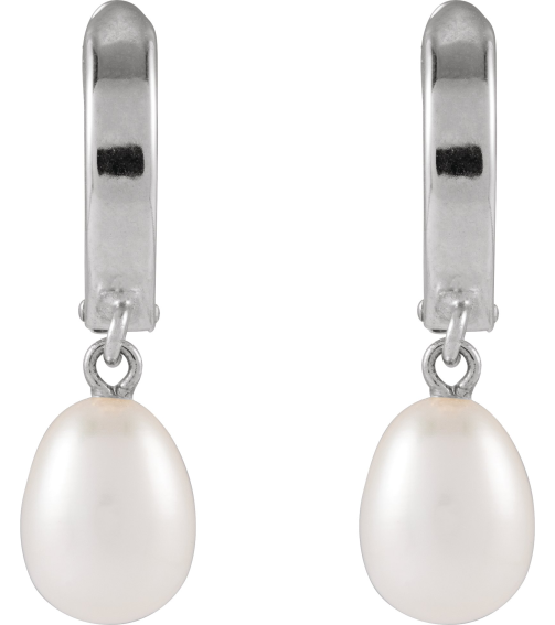 689024 Earring Set 14K White Cultured White Freshwater Pearl Pearl 5.5-6.0 Mm None Polished Cultured Freshwater Pearl Huggie Earrings
