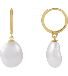 689026 Earring Set 14K Yellow Cultured White Freshwater Pearl Pearl 9.0-10.0 Mm Polished Cultured Keshi Freshwater Pearl Earrings