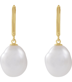 689026 Earring Set 14K Yellow Cultured White Freshwater Pearl Pearl 9.0-10.0 Mm Polished Cultured Keshi Freshwater Pearl Earrings