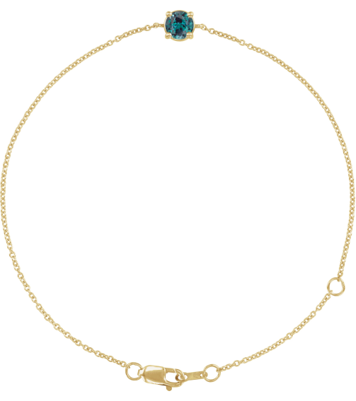Brc925 Bracelet Set 14K Yellow Round Lab-Grown Alexandrite 4 Mm 6 12-7 12 In Polished Lab-Grown Alexandrite Solitaire Bracelet