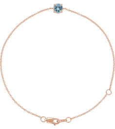 Brc925 Bracelet Set 14K Rose Round Natural Aquamarine 4 Mm 6 12-7 12 In Polished Natural Aquamarine Solitaire Bracelet