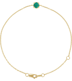 Brc925 Bracelet Set 14K Yellow Round Natural Emerald 4 Mm 6 12-7 12 In Polished Natural Emerald Solitaire Bracelet