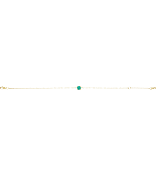 Brc925 Bracelet Set 14K Yellow Round Natural Emerald 4 Mm 6 12-7 12 In Polished Natural Emerald Solitaire Bracelet