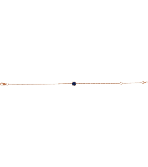 Brc925 Bracelet Set 14K Rose Round Lab-Grown Blue Sapphire 4 Mm 6 12-7 12 In Polished Lab-Grown Blue Sapphire Solitaire Bracelet