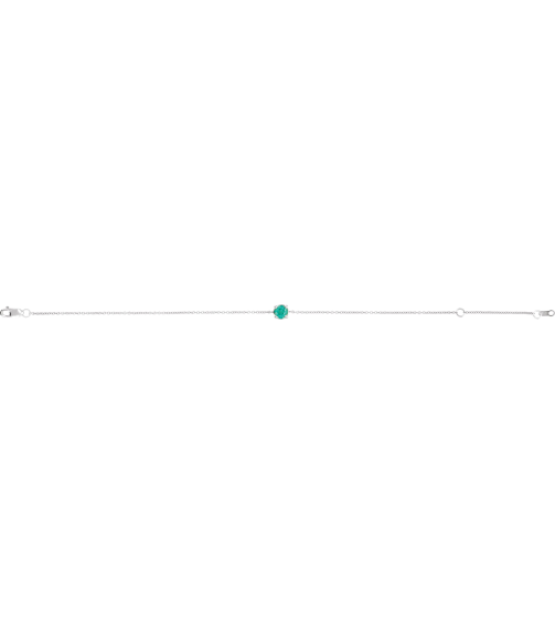 Brc925 Bracelet Set Sterling Silver Round Lab-Grown Emerald 4 Mm 6 12-7 12 In Polished Lab-Grown Emerald Solitaire Bracelet